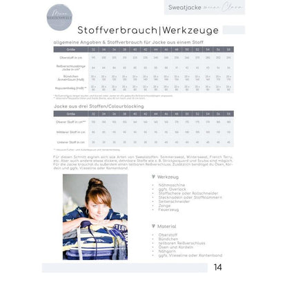 Sweatjacke für Damen –  Clara – Papierschnittmuster