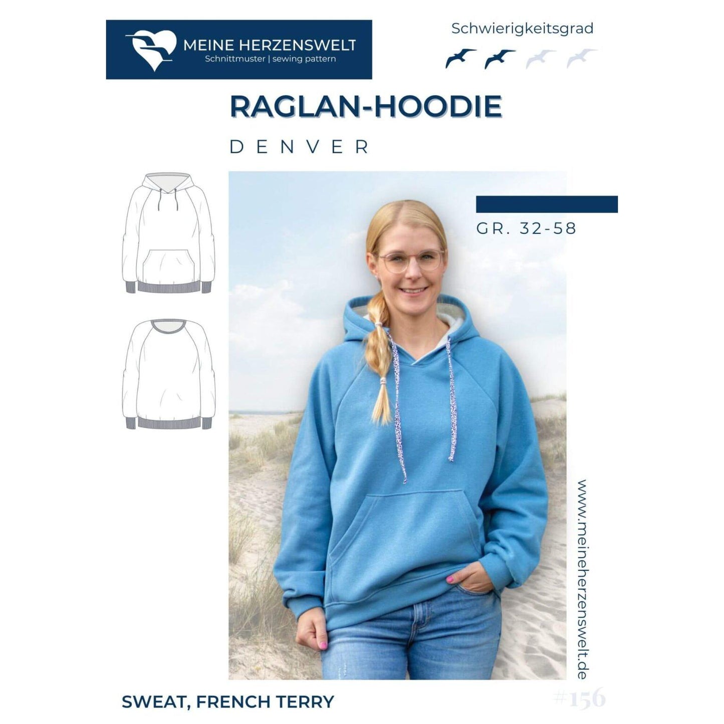 Raglanhoodie für Damen – Schnittmuster – Denver