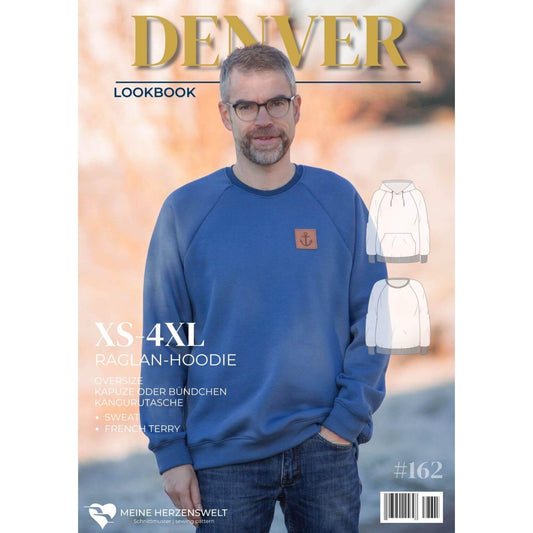 Denver- Raglanhoodie für Herren – Papierschnittmuster