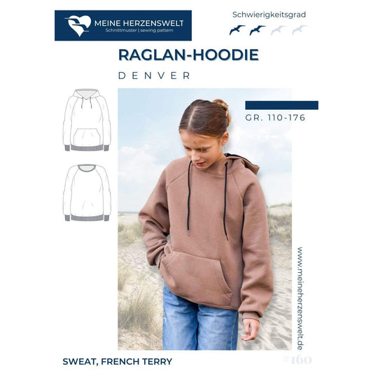 Denver- Raglanhoodie für Kinder – Papierschnittmuster