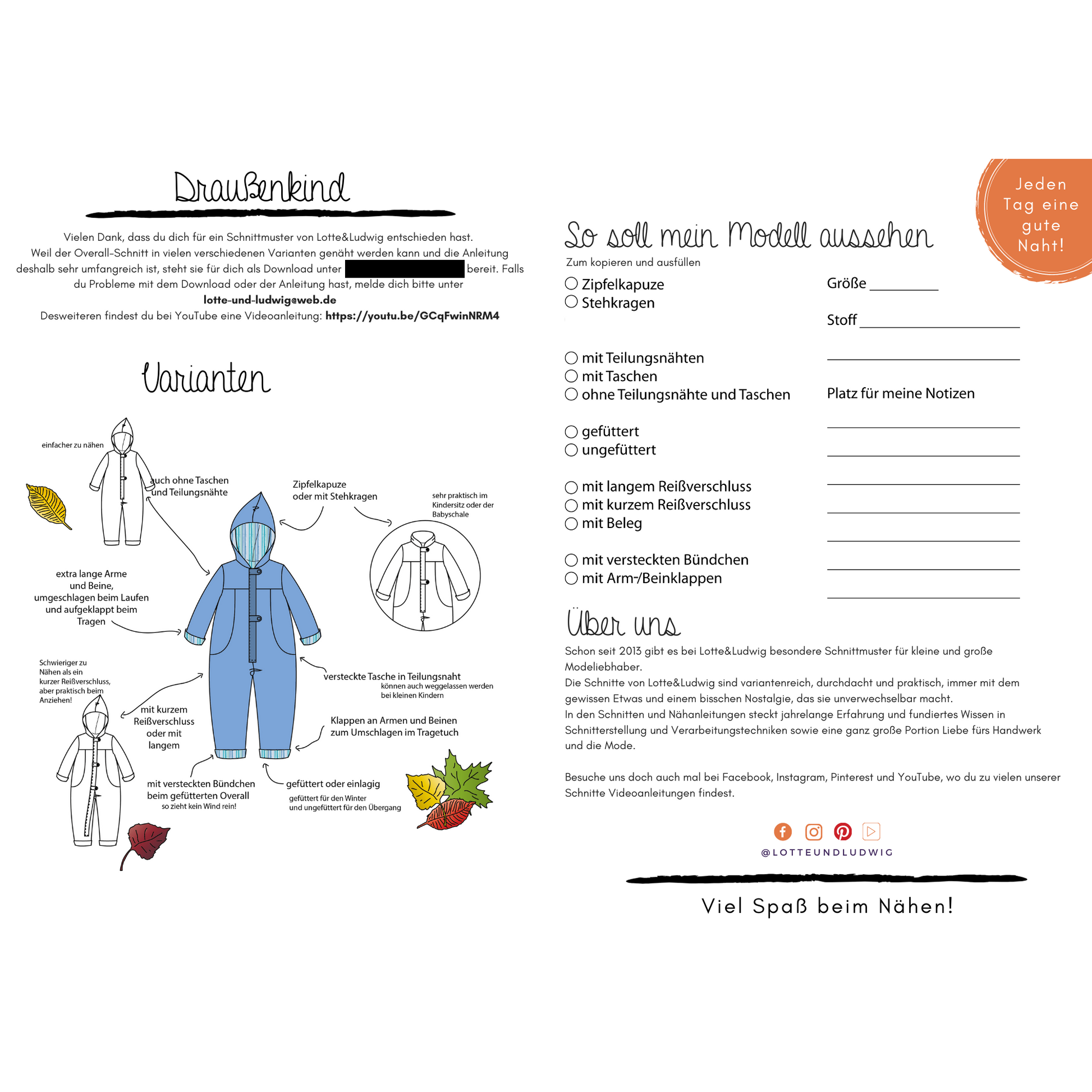 Papierschnittmuster Kinder Overall Draußenkind von Lotte und Ludwig für Outdoor und Alltag
