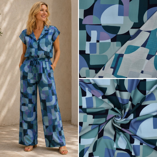 ECOVERO™ Viskose Retro Print – weich fließend & modern