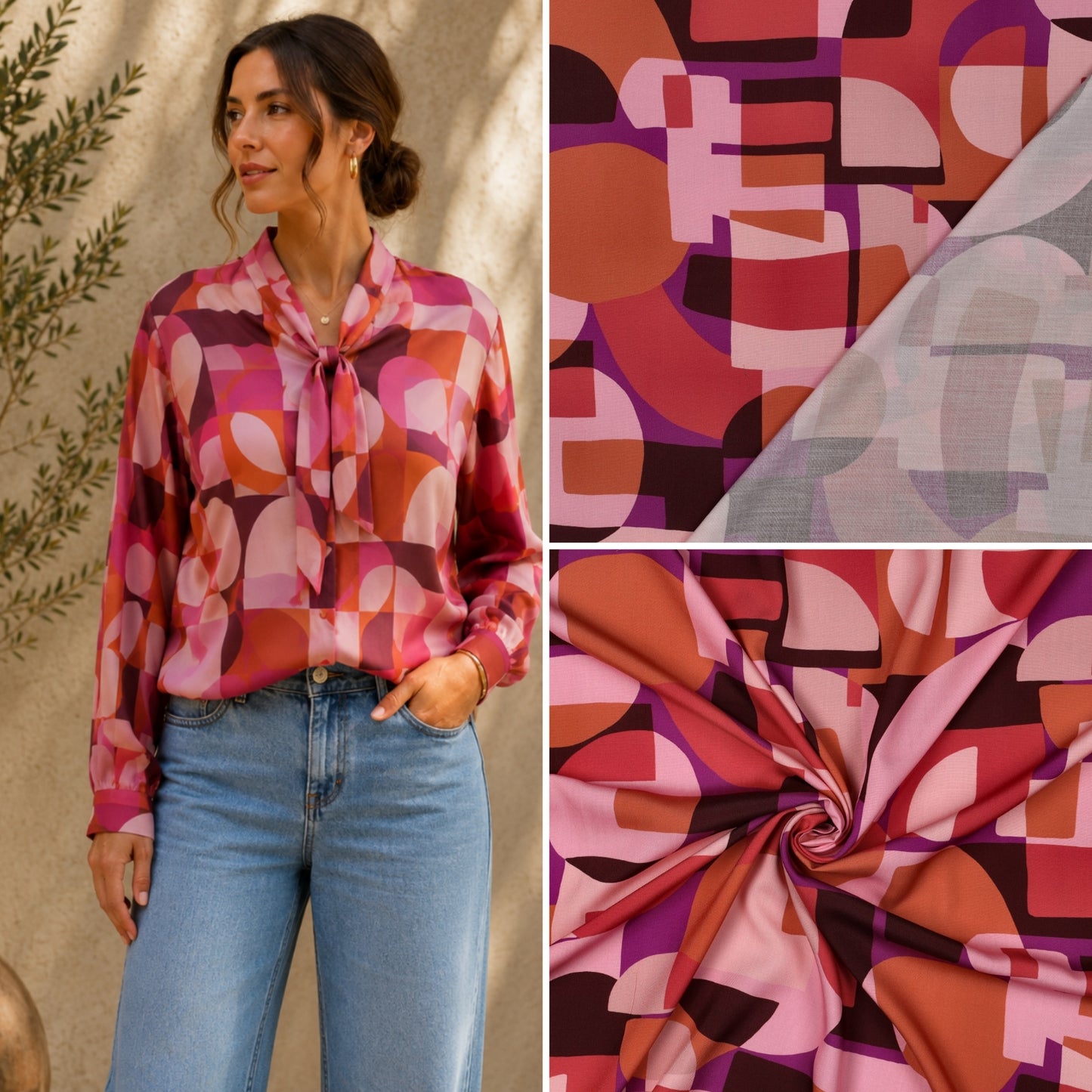 ECOVERO™ Viskose Retro Print – weich fließend & modern