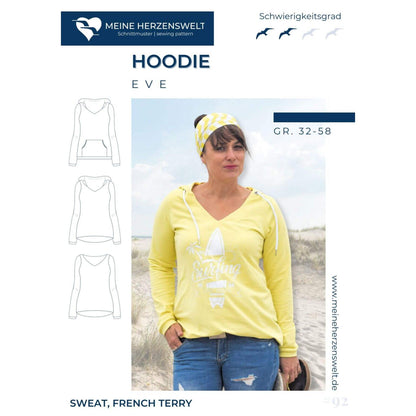 EVE- Hoodie mit V-Ausschnittt für Damen - Papierschnittmuster Gr. 32-58