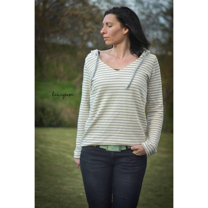 EVE- Hoodie mit V-Ausschnittt für Damen - Papierschnittmuster Gr. 32-58