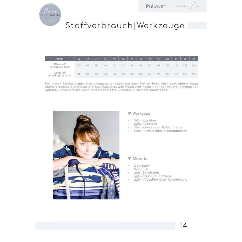 EVE- Hoodie mit V-Ausschnittt für Damen - Papierschnittmuster Gr. 32-58