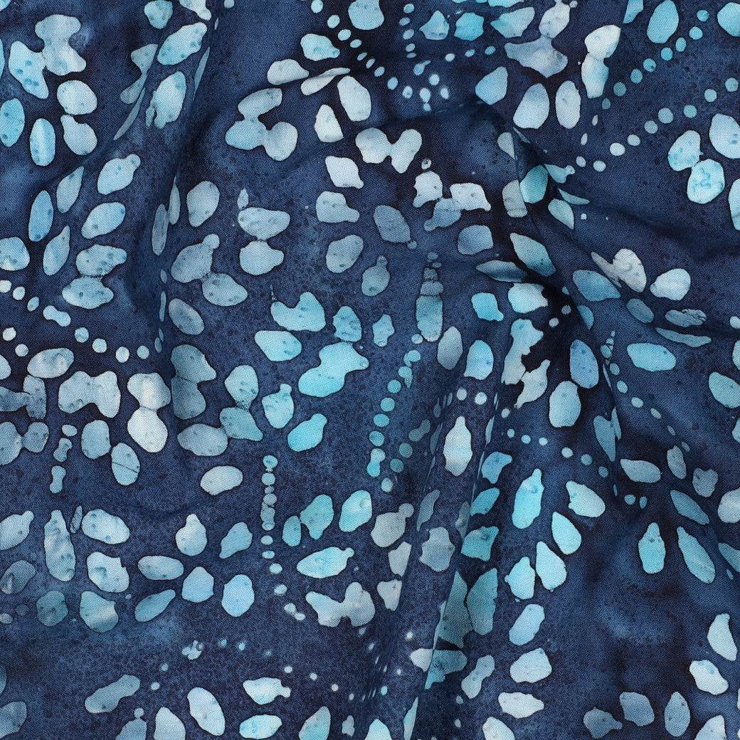 Handbatik Baumwolle Blau-Aqua – leichte Baumwolle aus Indien