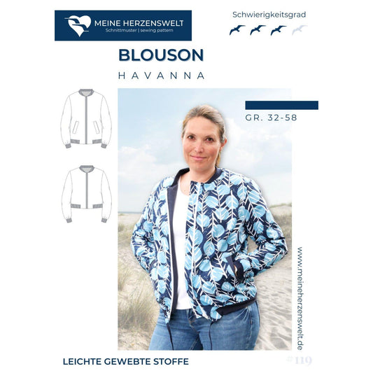 Havanna- Blouson für Damen - Papierschnittmuster