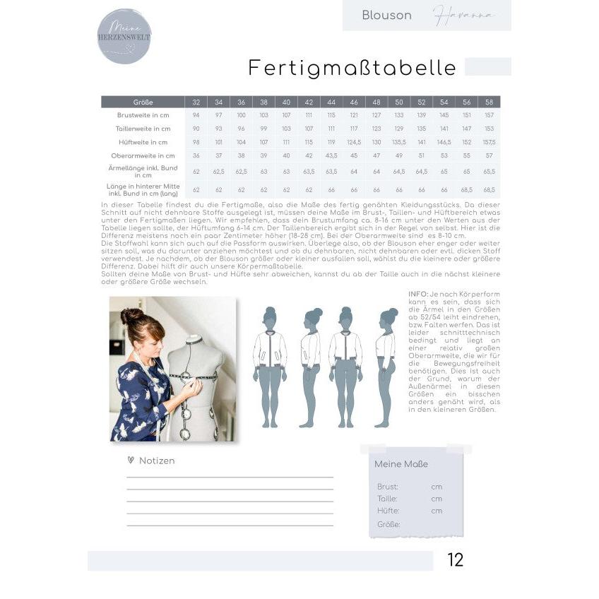 Havanna- Blouson für Damen - Papierschnittmuster