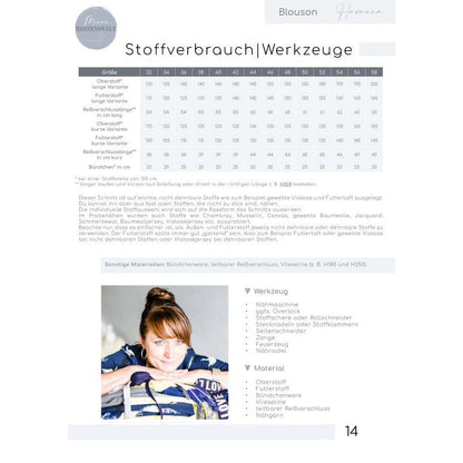 Havanna- Blouson für Damen - Papierschnittmuster