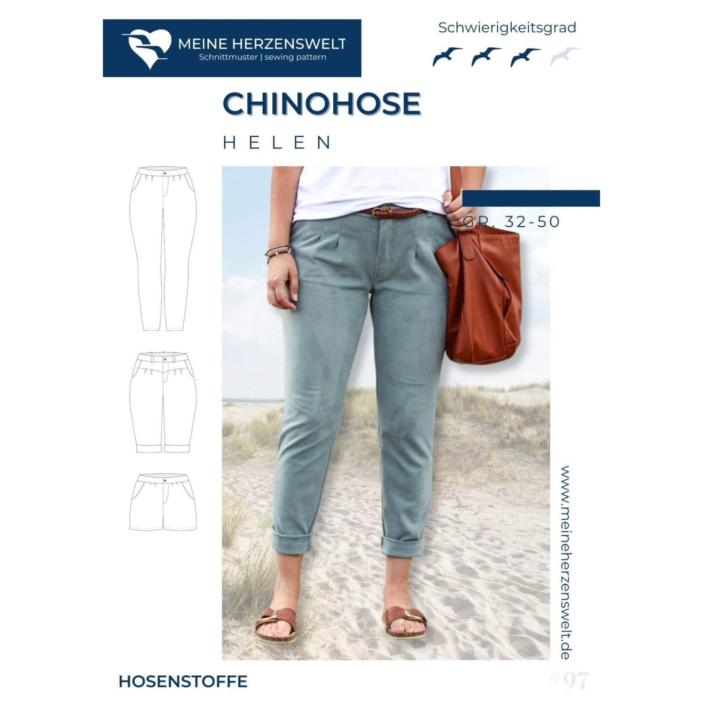 Helen- Chinohosen für Damen - Papierschnittmuster