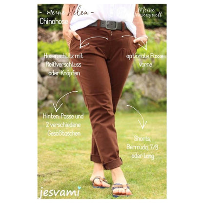 Helen- Chinohosen für Damen - Papierschnittmuster