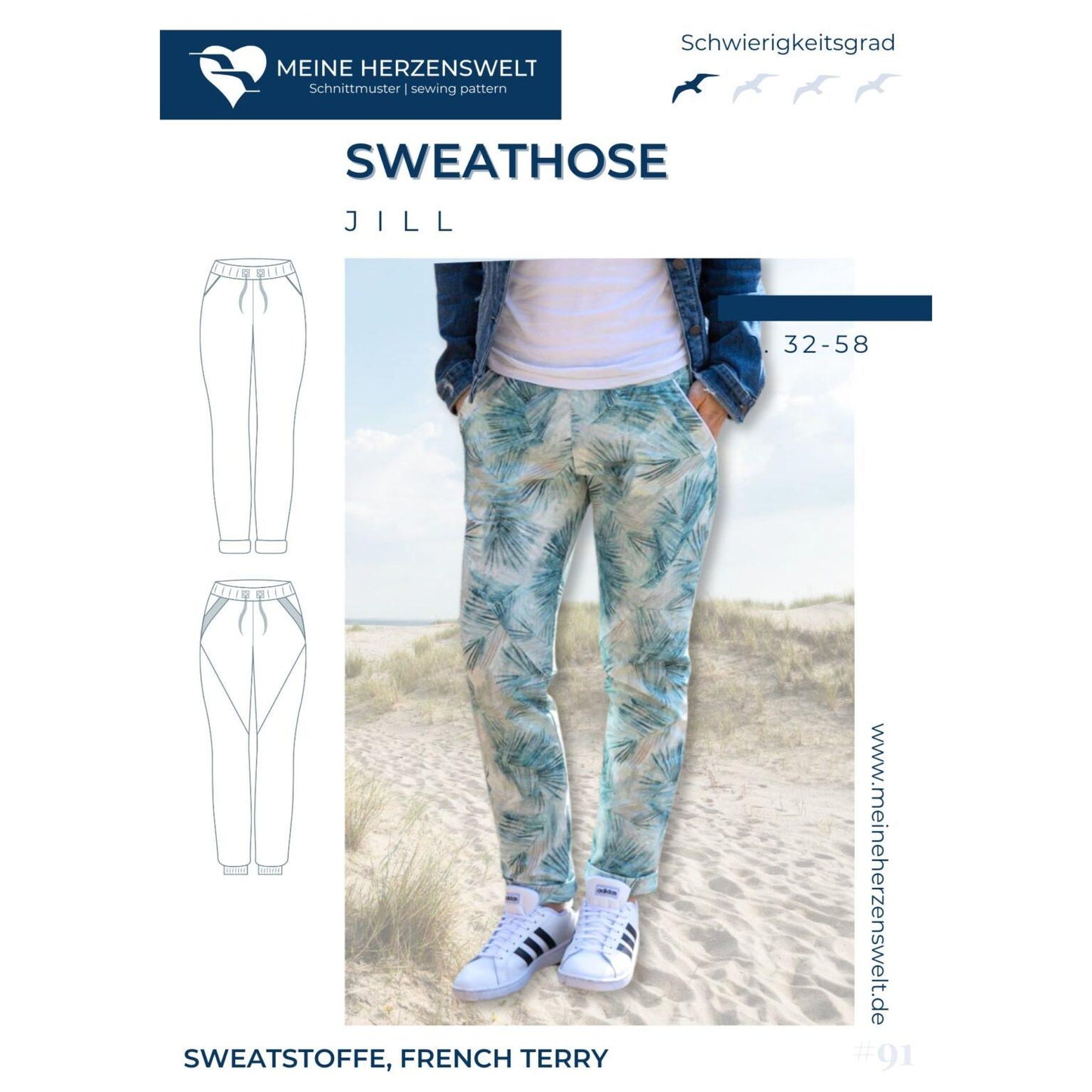 Sweathose für Damen - Jogginghose - Schnittmuster - Jill - Papierschnittmuster