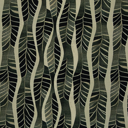 Model French Terry "Kairo graue Blätter grafisch"