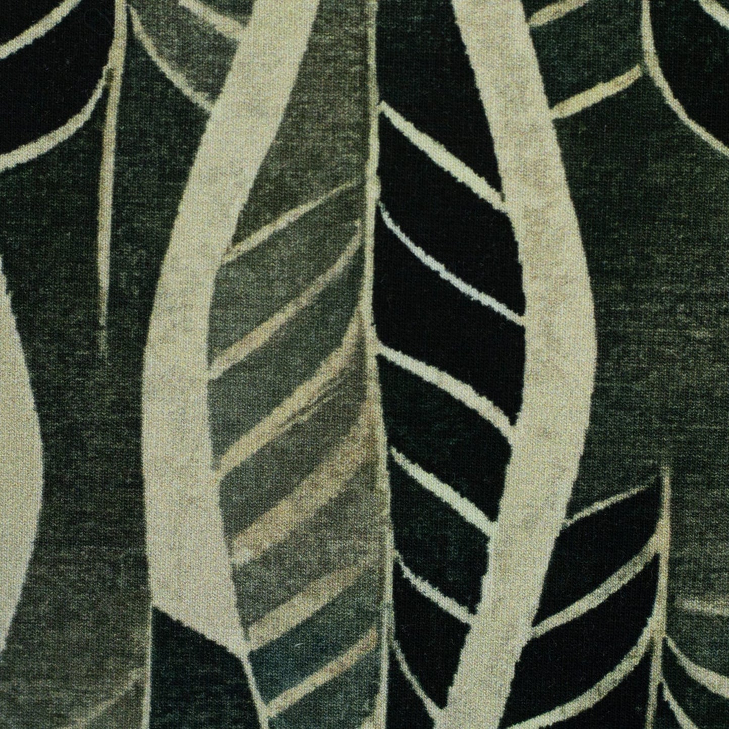 Model French Terry "Kairo graue Blätter grafisch"