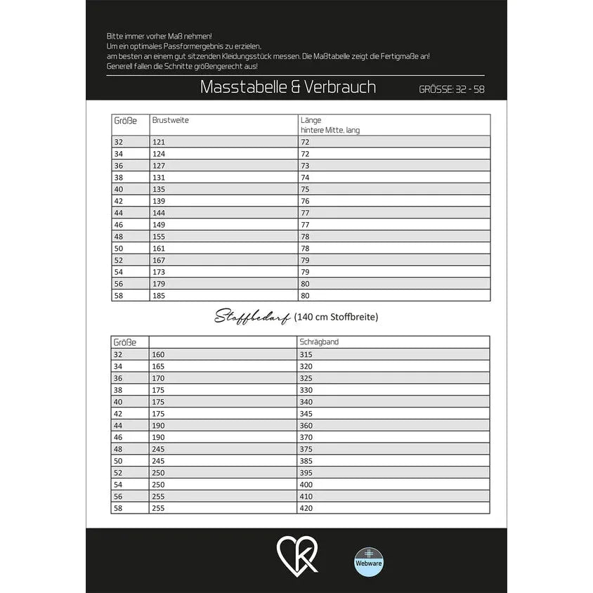 Papierschnitt Jacke Koko | Größe 32-58