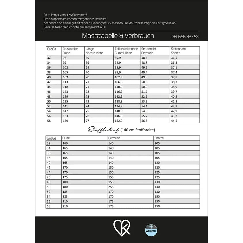 Papierschnitt Set Leevke | Größe 32-58