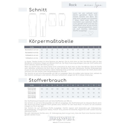 Lynn- Rock für Damen - Papierschnittmuster