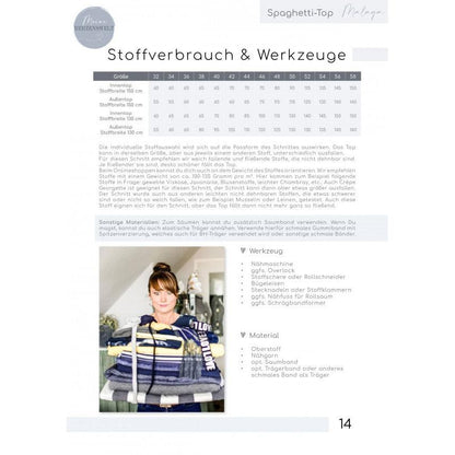 Spaghettitop für Damen - Schnittmuster - Malaga - Papierschnittmuster