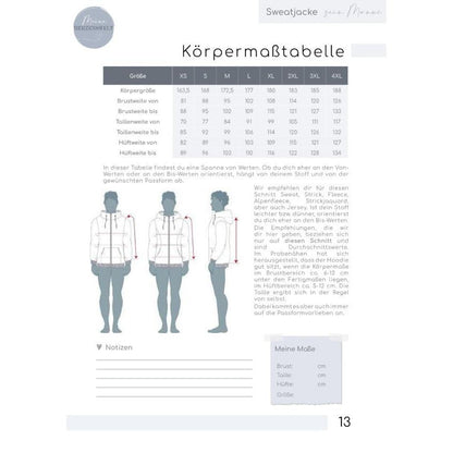 Sweatjacke Herren - Papierschnittmuster Gr. XS - 4XL- sein Manuc