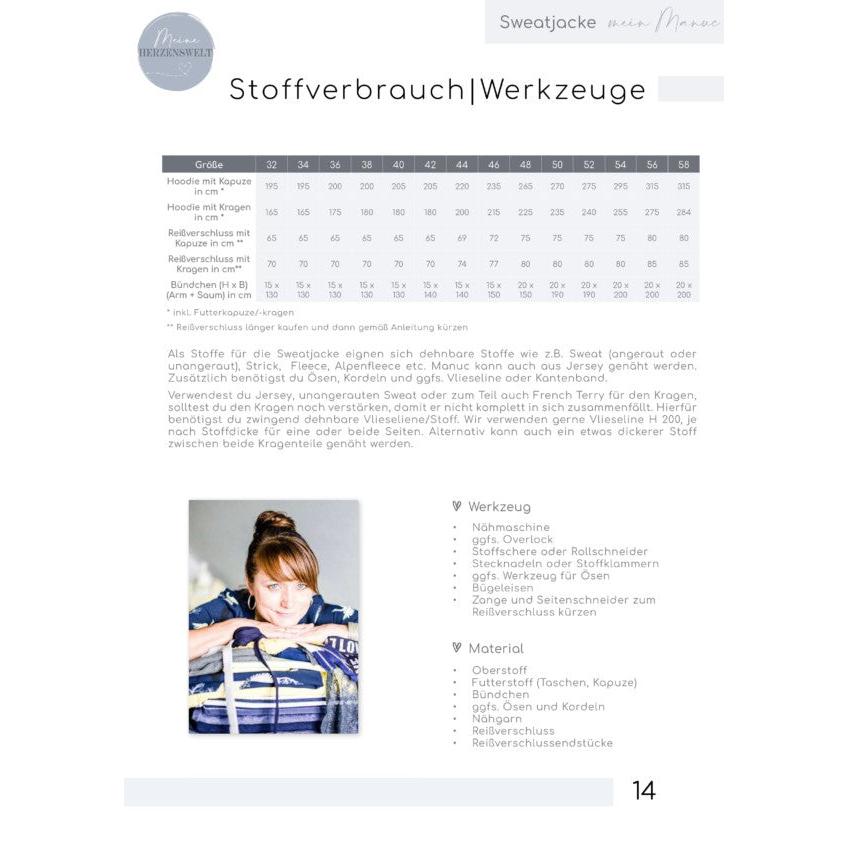 Sweatjacke für Damen –  Manuc – Papierschnittmuster