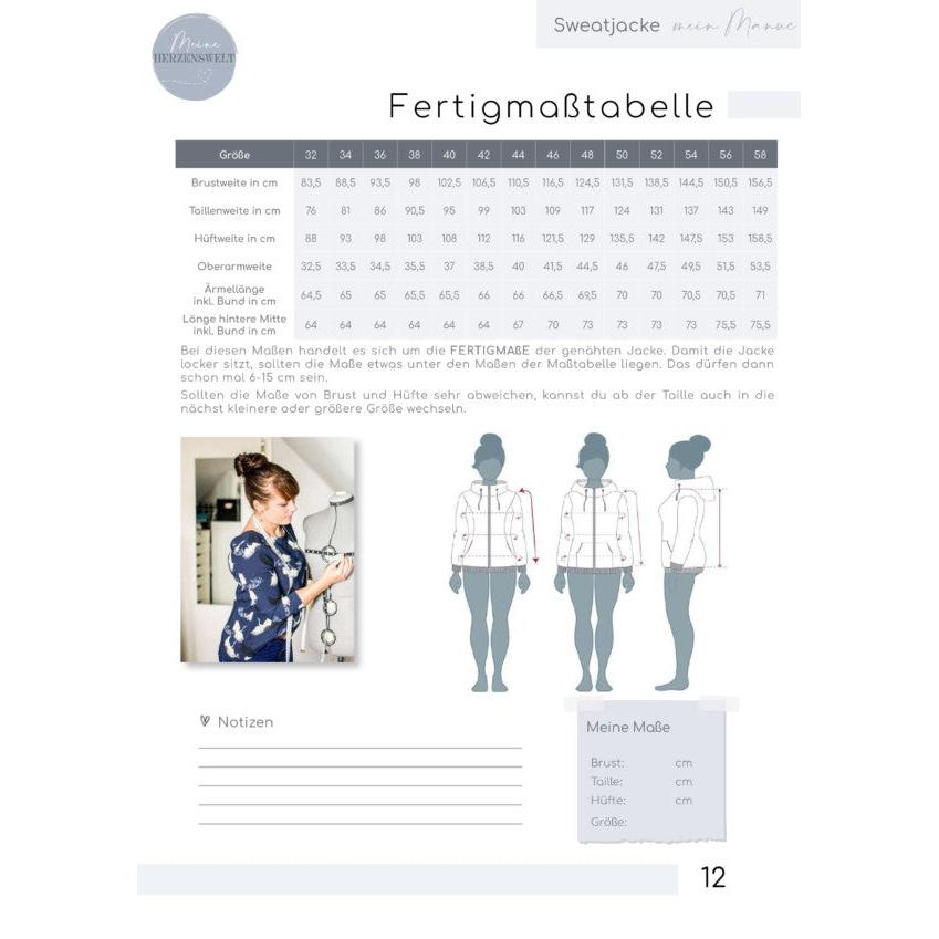 Sweatjacke für Damen –  Manuc – Papierschnittmuster