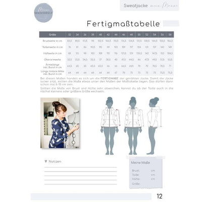 Sweatjacke für Damen –  Manuc – Papierschnittmuster