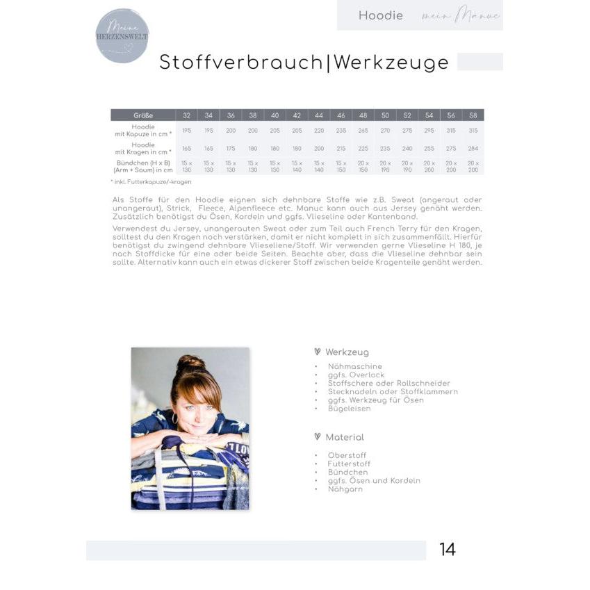 Manuc- Hoodie für Damen – Papierschnittmuster
