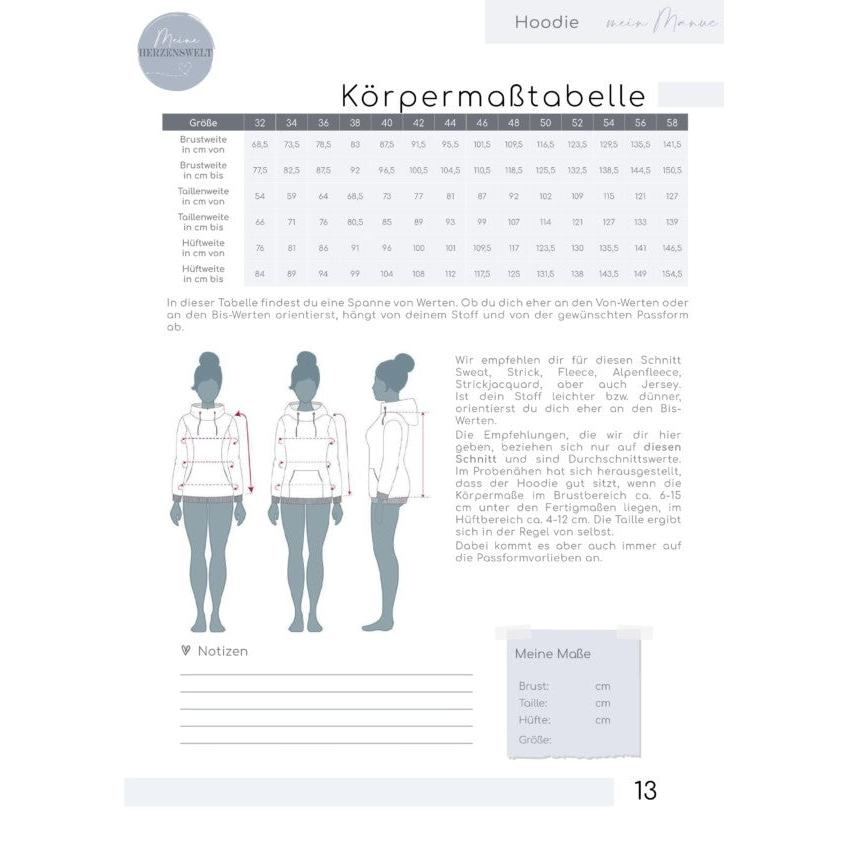 Manuc- Hoodie für Damen – Papierschnittmuster