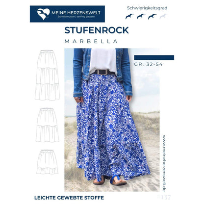 Stufenrock Damen - Papierschnittmuster Gr. 32-54 - Marbella