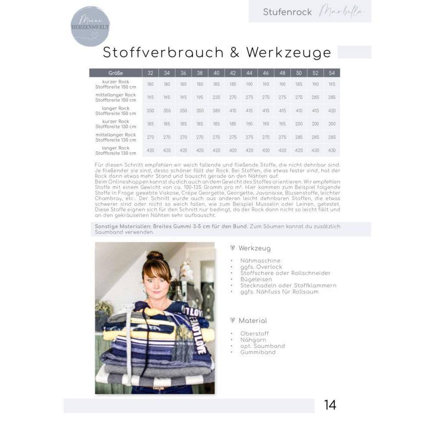 Stufenrock Damen - Papierschnittmuster Gr. 32-54 - Marbella