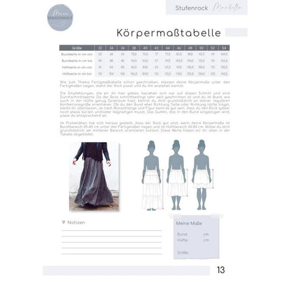 Stufenrock Damen - Papierschnittmuster Gr. 32-54 - Marbella