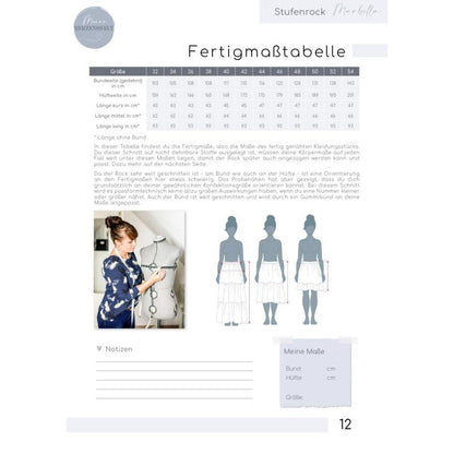 Stufenrock Damen - Papierschnittmuster Gr. 32-54 - Marbella