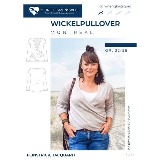 Wickelpullover Damen - Papierschnittmuster Gr. 32- 58 - Montreal