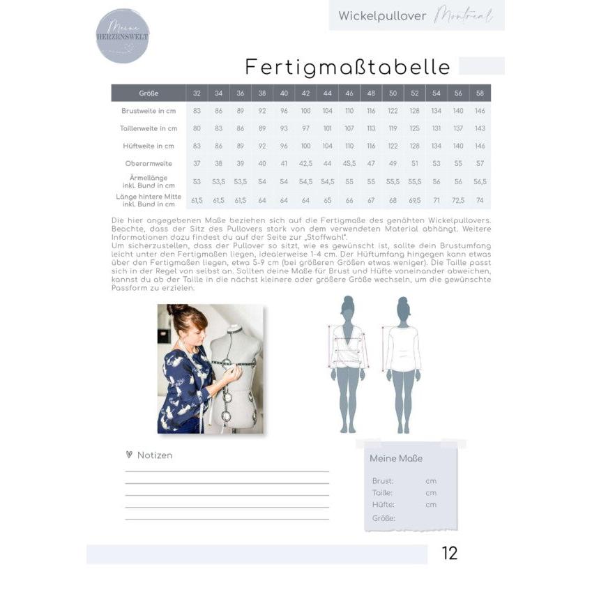Wickelpullover Damen - Papierschnittmuster Gr. 32- 58 - Montreal