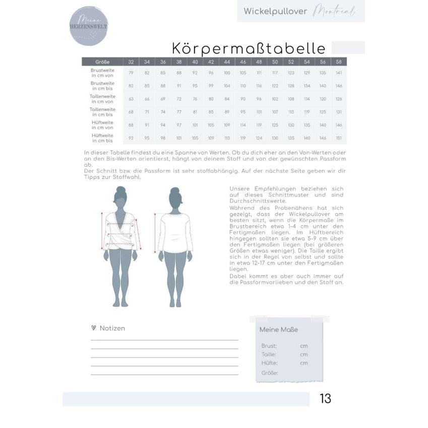 Wickelpullover Damen - Papierschnittmuster Gr. 32- 58 - Montreal