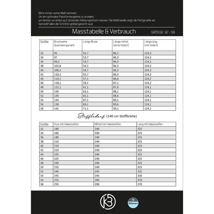 Papierschnitt Kleid Neele | Größe 32-58