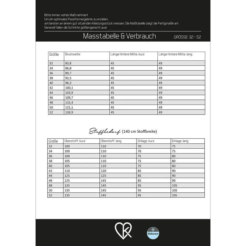 Papierschnitt Weste Noelle | Größe 32-52