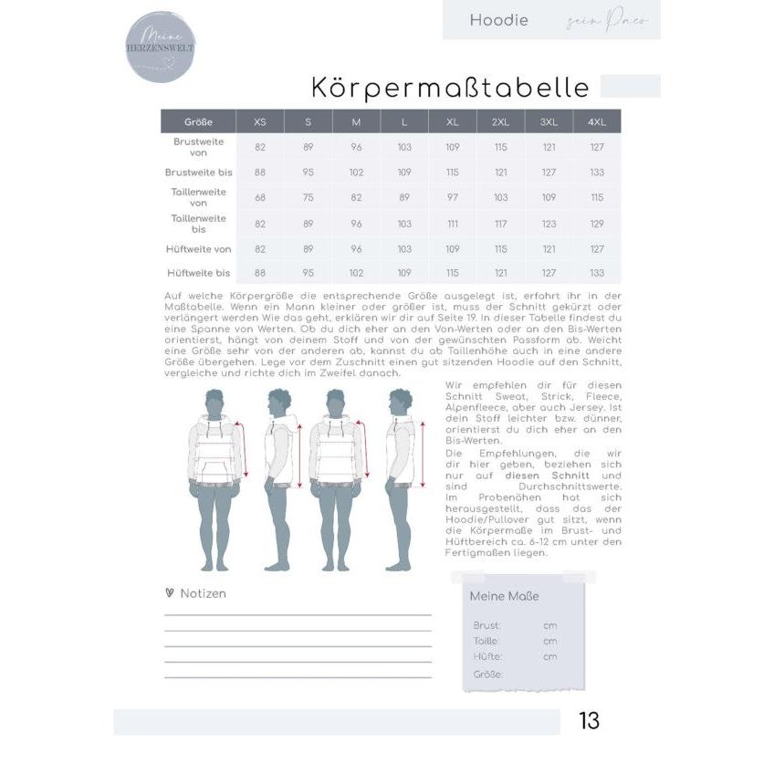 Sein Paco- Hoodie Herren - Papierschnittmuster Gr. XS-4XL