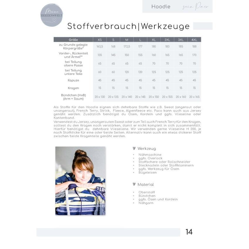 Sein Paco- Hoodie Herren - Papierschnittmuster Gr. XS-4XL