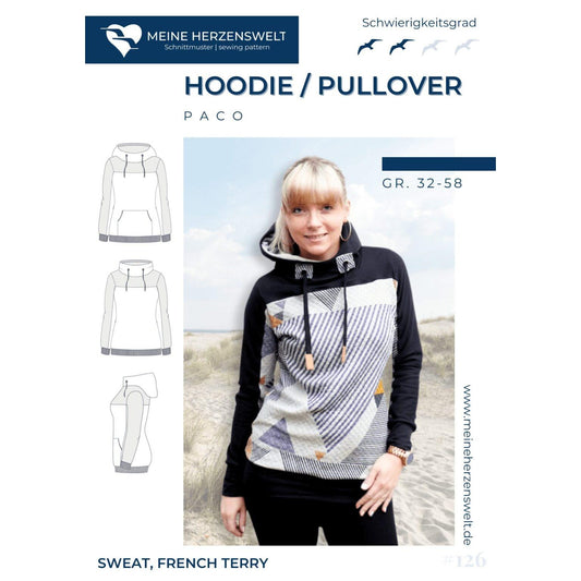 Paco- Hoodie für Damen –  Papierschnittmuster