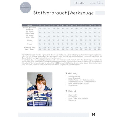 Paco- Hoodie für Damen –  Papierschnittmuster