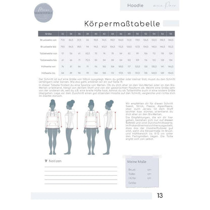 Paco- Hoodie für Damen –  Papierschnittmuster