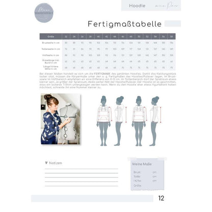 Paco- Hoodie für Damen –  Papierschnittmuster