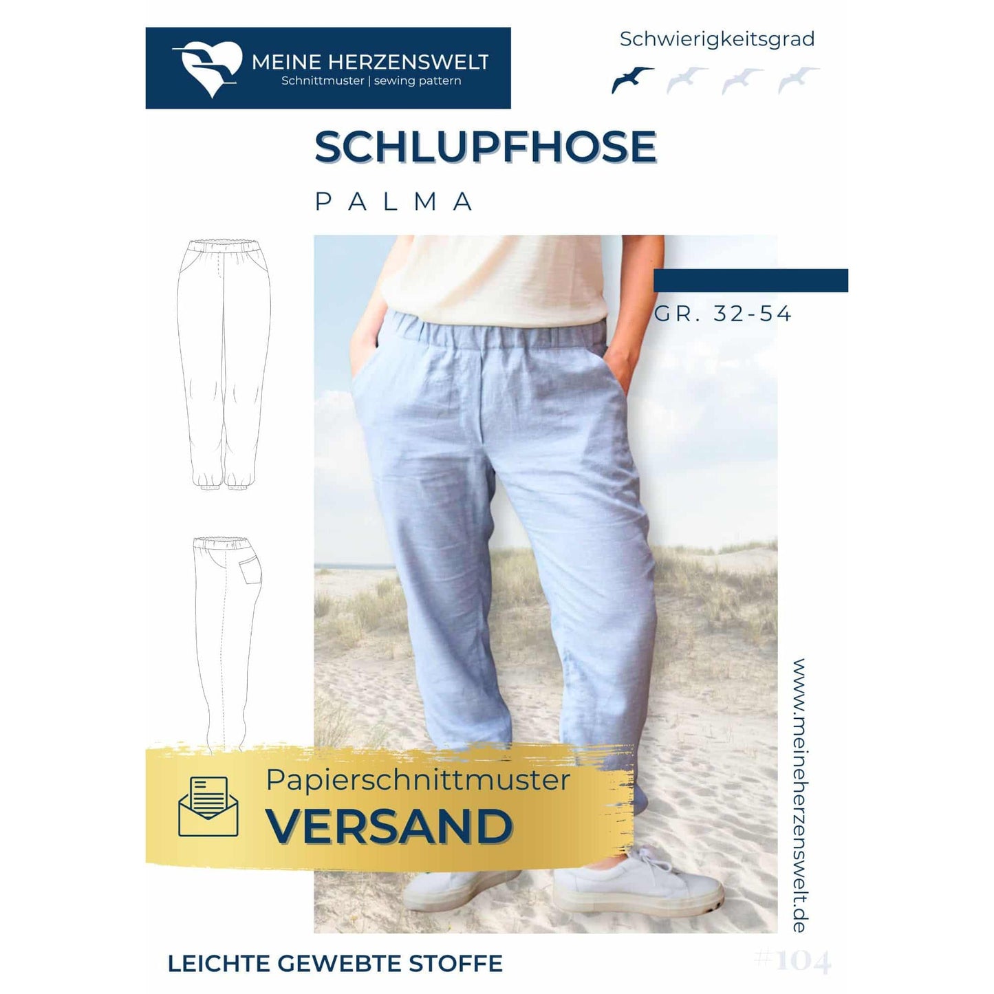 Hose Damen - Papierschnittmuster Gr. 32-54 - Palma