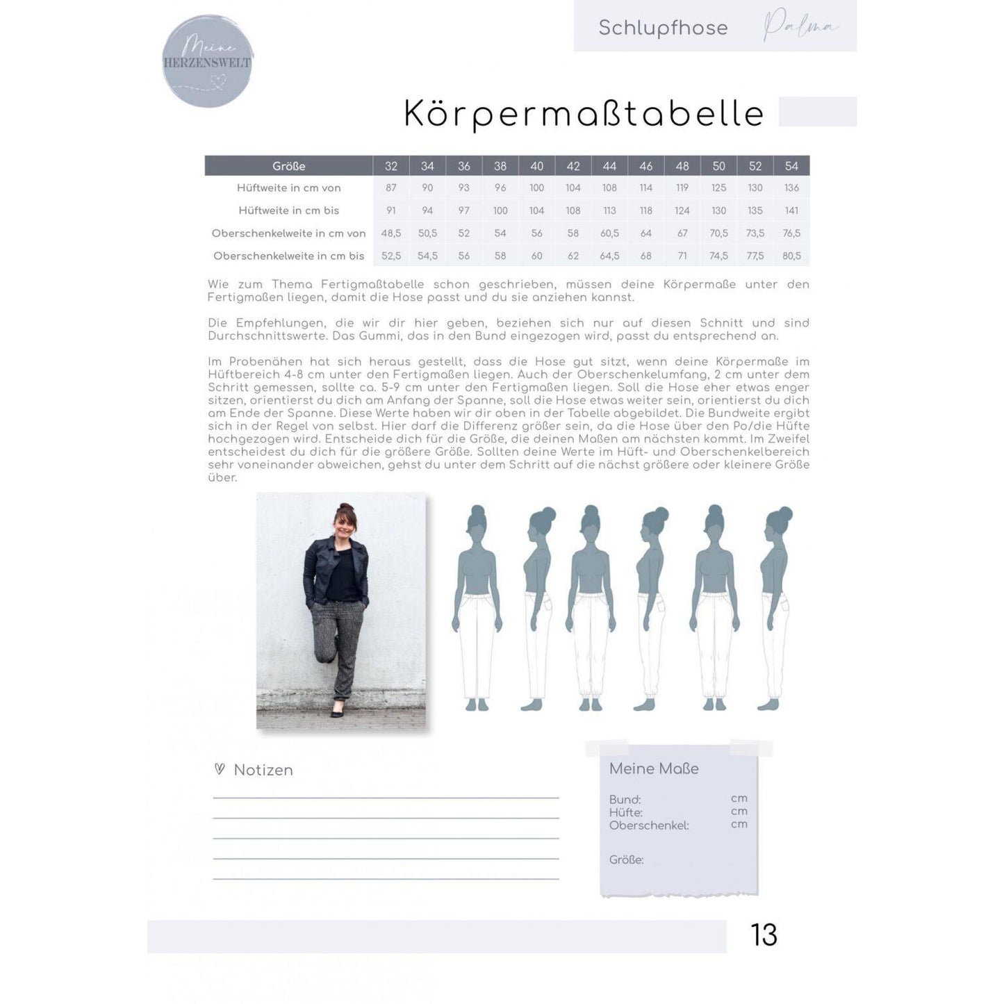 Hose Damen - Papierschnittmuster Gr. 32-54 - Palma