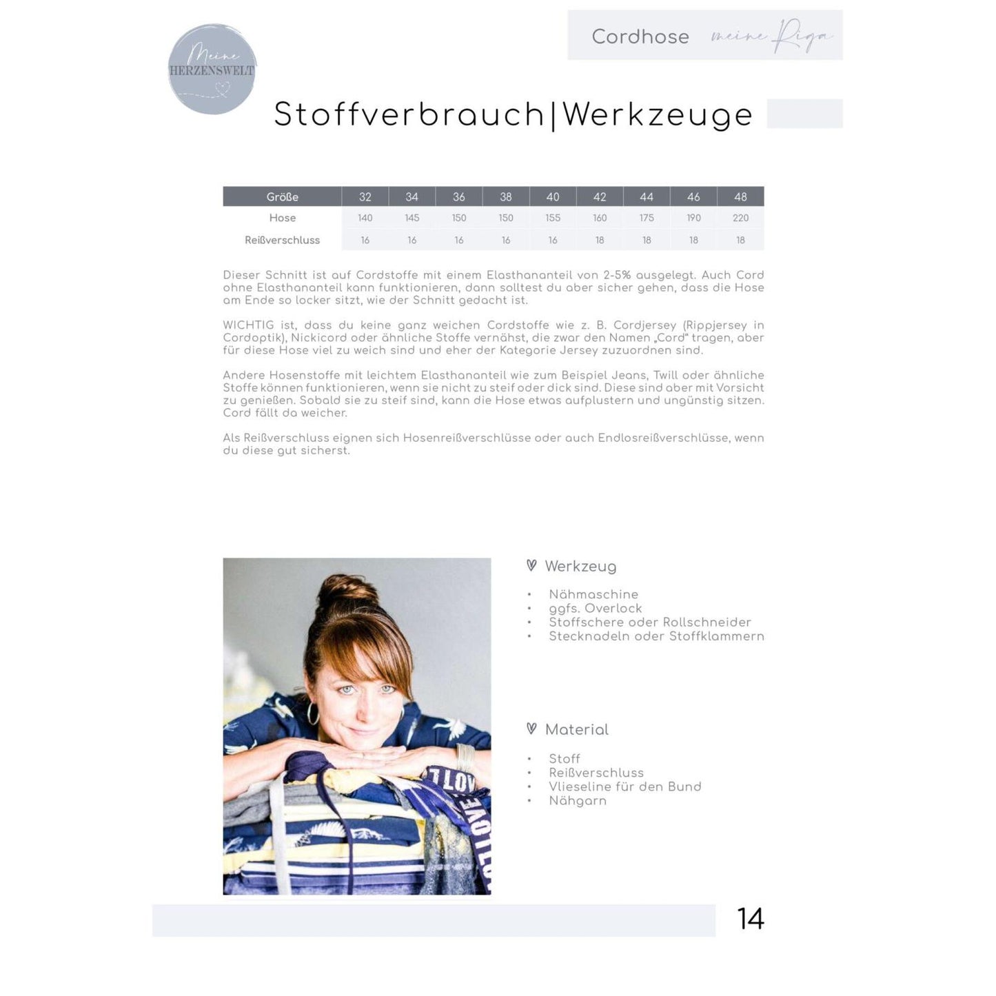 Riga- Cordhose - Papierschnittmuster Gr. 32-48