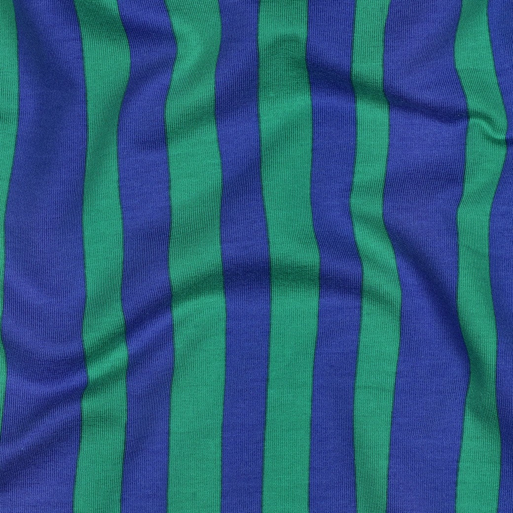 French Terry Jennifer Bourbon Streifen Blau/Grün GOTS