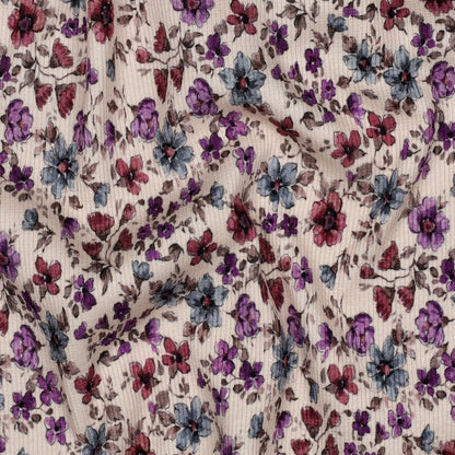 Rippjersey „Blumenwiese“ – Digitaldruck auf Creme