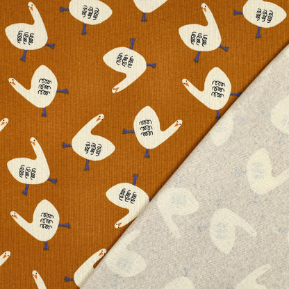 Rib Jersey  mit Gänsen GOTS design by  Jennifer Bouron